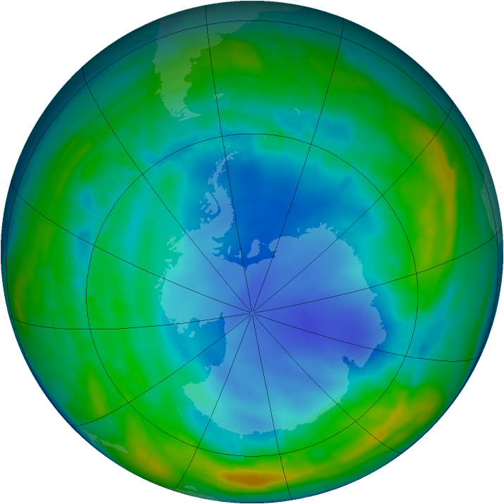 Antarctic ozone map for 05 August 2013